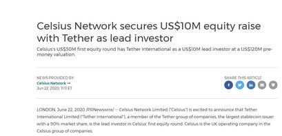 Verbindung zwischen Tether und Celsius