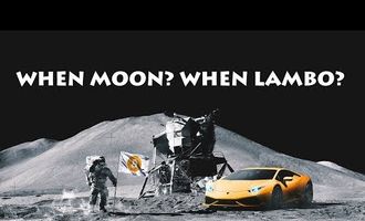 Bitcoin astronaut with Lambo on the moon