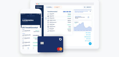 Bitwala mobil desktop und Kreditkarte mit Bitcoin