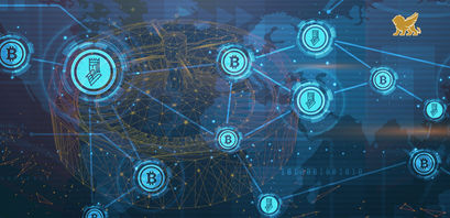 Blockchain Casino mit logos von verschiedenen Spielen