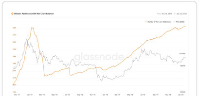 Bitcoin Adressen mit Guthaben in einer Chartanalyse