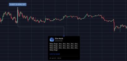 Dogecoin Preis nach 6. Tweet von Mus