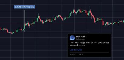 Dogecoin Preis nach 9. Tweet von Mus