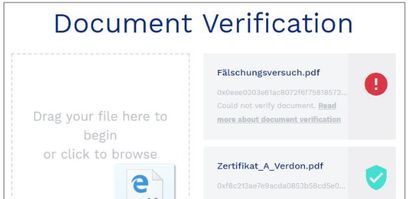 Screenshot Blockchain Verification Universität Basel