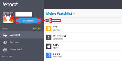 Auf eToro Bitcoin kaufen Schritt 1