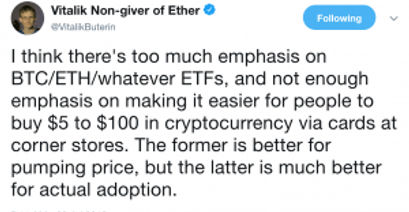 Screenshot eines Tweets von Vitalik Buterin