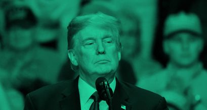 Abbildung des US-Präsidenten Donald Trump. Er ist kein Freund von Bitcoin